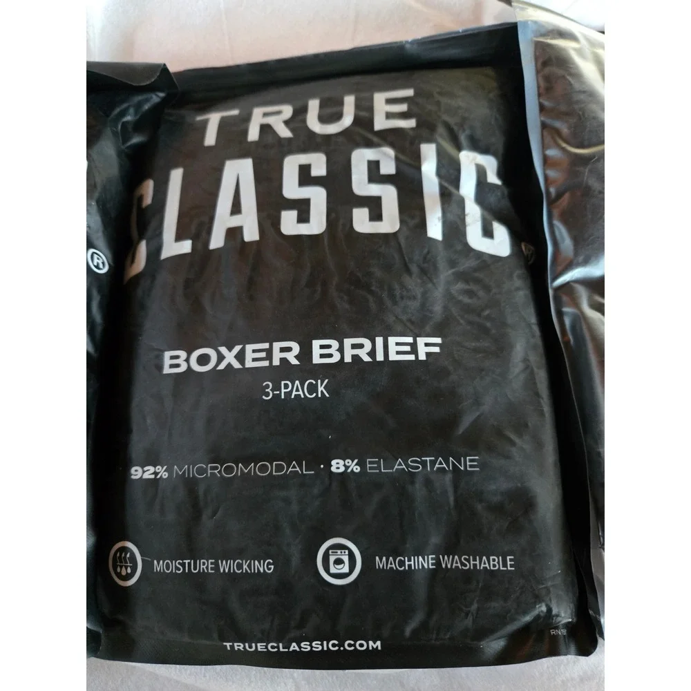 Lot of 3 True Classic Boxer Brief 3-Pack Black Micromodal XL TCT2000BLACKXL